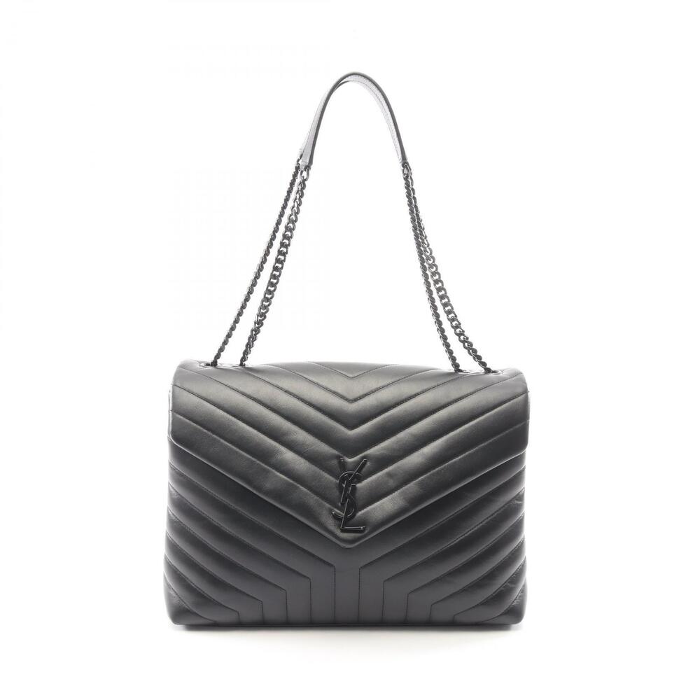Saint Laurent Paris Loulou Leather Shoulder Bag Black
